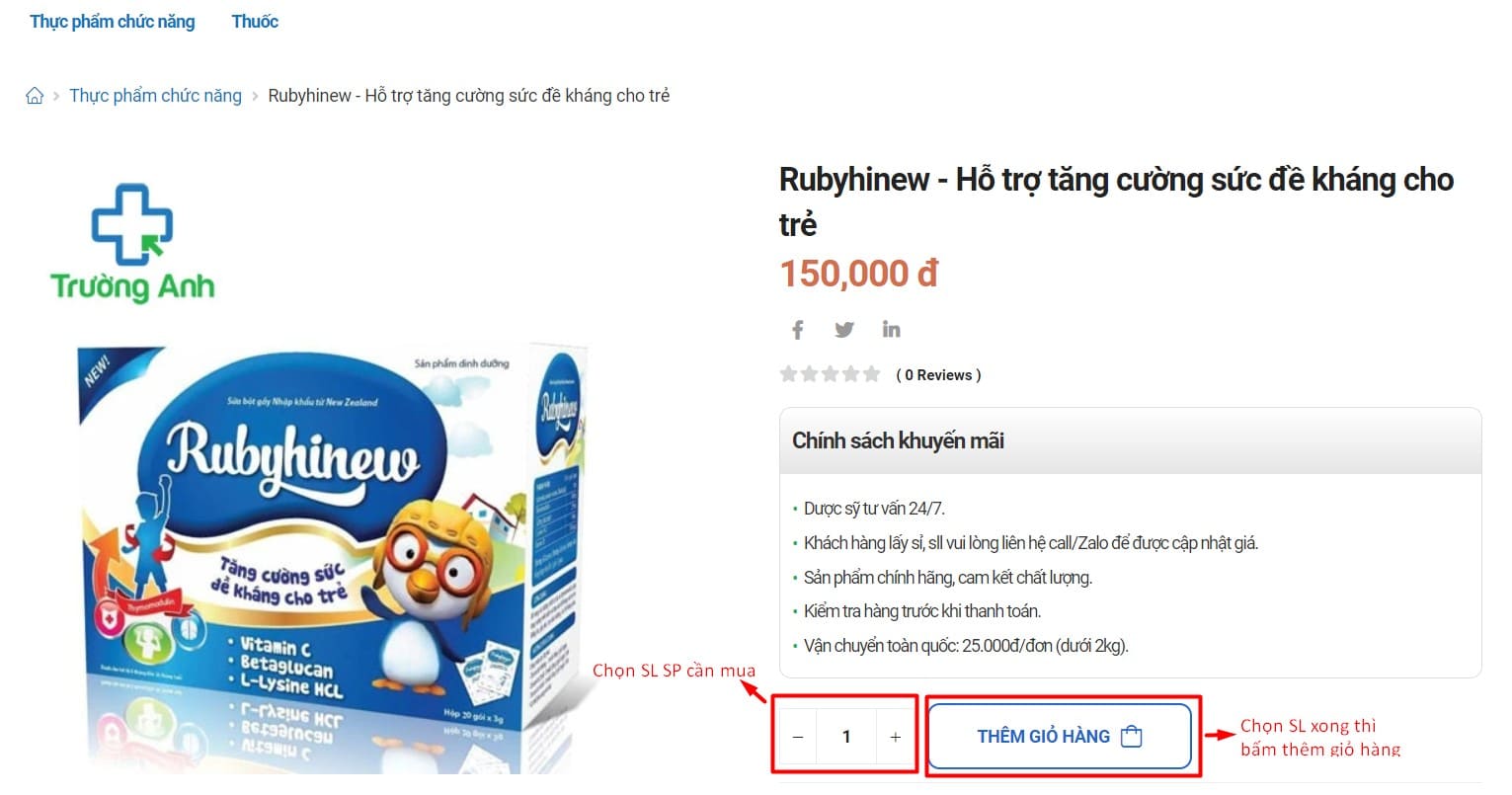 Bấm chọn "số lượng" sp để mua hàng tại Congbotpcn.com