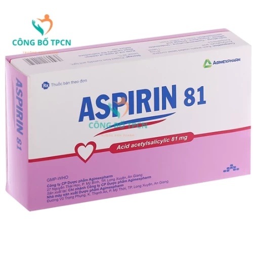 Aspirin 81 Agimexpharm - Thuốc phòng ngừa nhồi máu cơ tim, đột quỵ hiệu quả