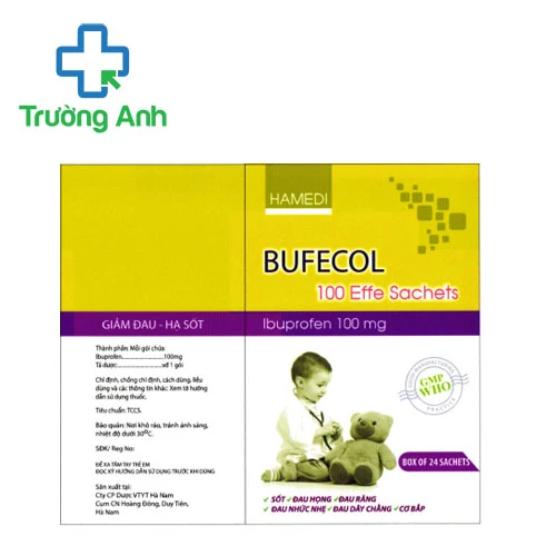 Bufecol 100 Effe Sachets Hamedi (24 gói) - Thuốc giảm đau hạ sốt hiệu quả