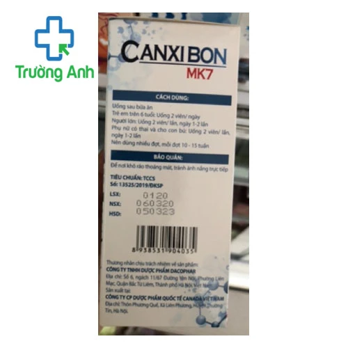 CANXI BON MK7 - Bổ sung canxi và vitamin D3 cho cơ thể