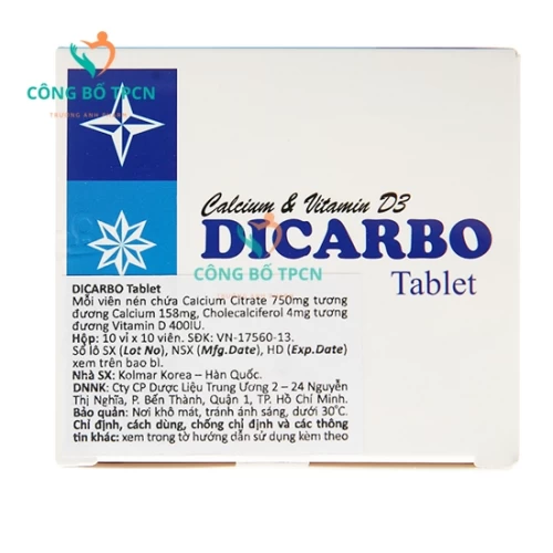 Dicarbo Tablet - Thuốc điều trị và phòng ngừa các bệnh về xương hiệu quả