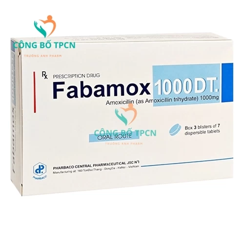 Fabamox 1000DT - Thuốc điều trị nhiễm khuẩn đường hô hấp hiệu quả