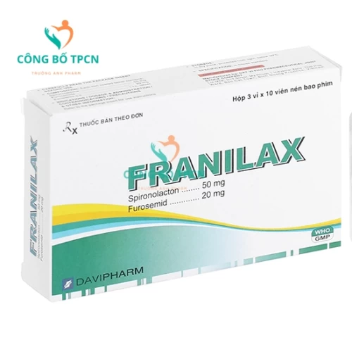 Franilax - Thuốc điều trị phù, suy tim, cổ trướng do tăng aldosteron thứ phát