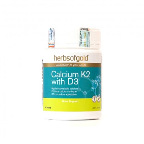 Herbs of Gold Calcium K2 plus D3 - Bổ sung Canxi giúp xương răng chắc khỏe