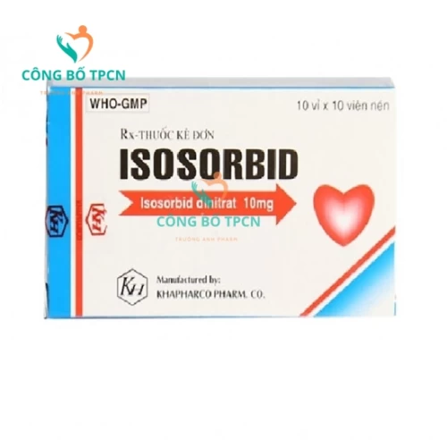 Isosorbid 10mg Khapharco - Thuốc phòng và điều trị cơn đau thắt ngực hiệu quả