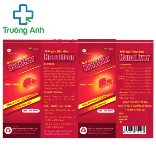 Mát gan tiêu độc Hanaliver 250ml - Hỗ trợ thanh nhiệt, giải độc gan hiệu quả