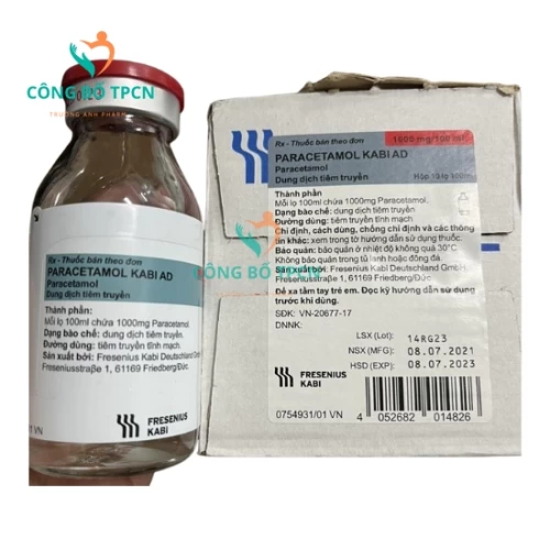 Paracetamol Kabi AD 1000mg/100ml - Thuốc giảm đau hiệu quả
