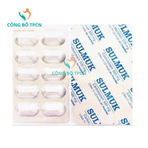 Sulmuk 500mg BV - Thuốc điều trị các bệnh viêm nhiễm đường hô hấp