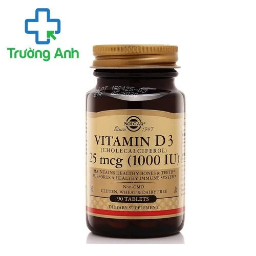 Vitamin D3 1000 IU Solgar - Bổ sung vitamin D3, phòng ngừa loãng xương
