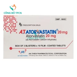 A.T Atorvastatin 20 mg - Thuốc phòng ngừa bệnh tim mạch hiệu quả