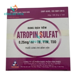 Atropin sulfat 0,25mg/ml Vinphaco - Thuốc điều trị co thắt cơ trơn