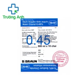 Dịch truyền tĩnh mạch Natri clorid 0.45% B.Braun 500ml - Bổ sung nước hiệu quả
