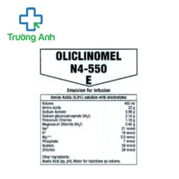 Nhũ tương qua đường truyền tĩnh mạch Oliclinomel N4-550 E